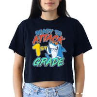 Ready To Attack 1st Grade Shark Crop Top