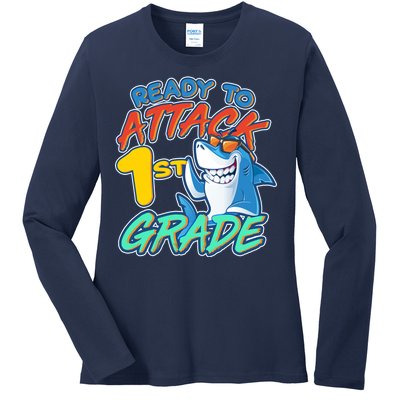 Ready To Attack 1st Grade Shark Ladies Long Sleeve Shirt