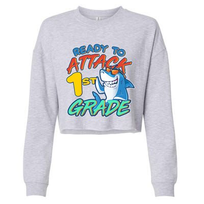 Ready To Attack 1st Grade Shark Cropped Pullover Crew