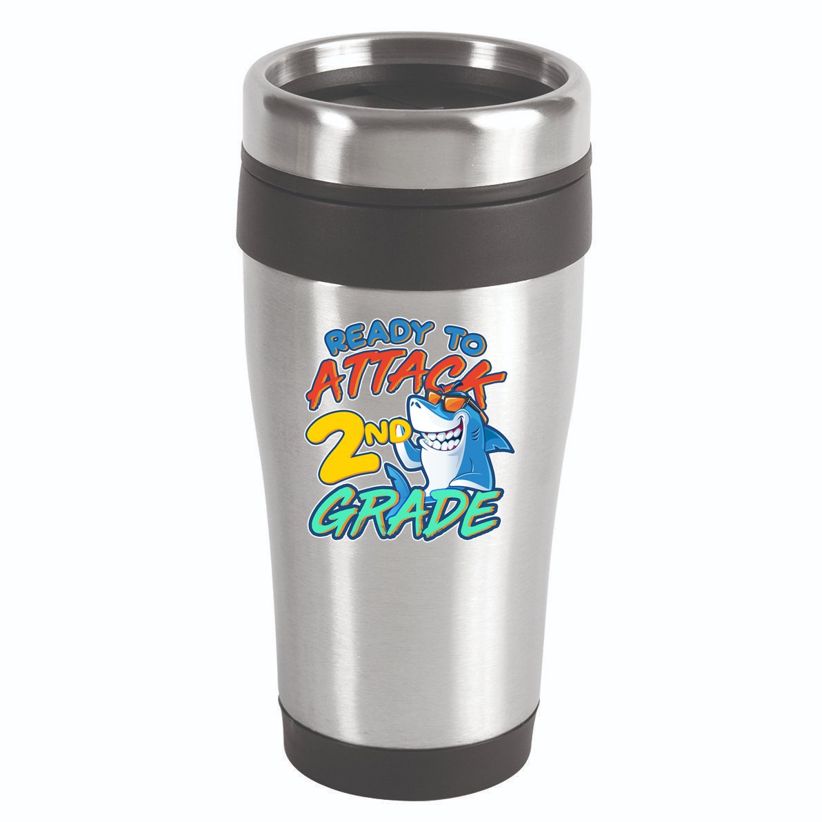 Ready to Attack 2nd Grade Shark 16oz Travel Tumbler