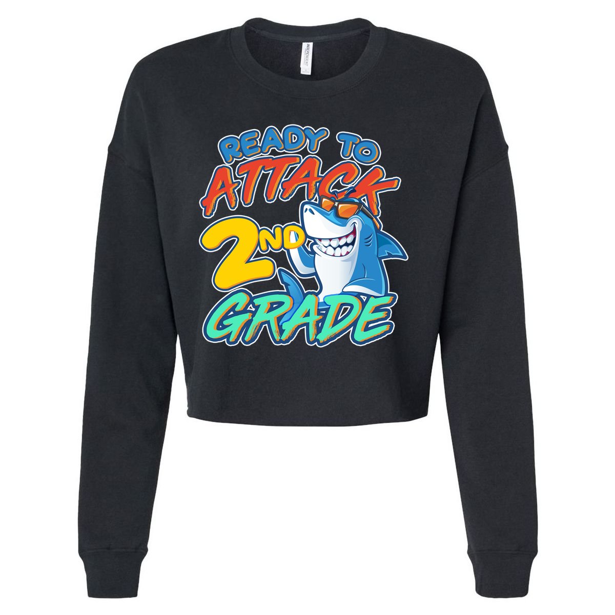Ready to Attack 2nd Grade Shark Cropped Pullover Crew
