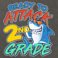Ready to Attack 2nd Grade Shark Cotton Canvas Backpack