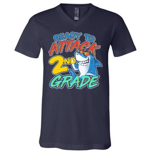 Ready to Attack 2nd Grade Shark V-Neck T-Shirt