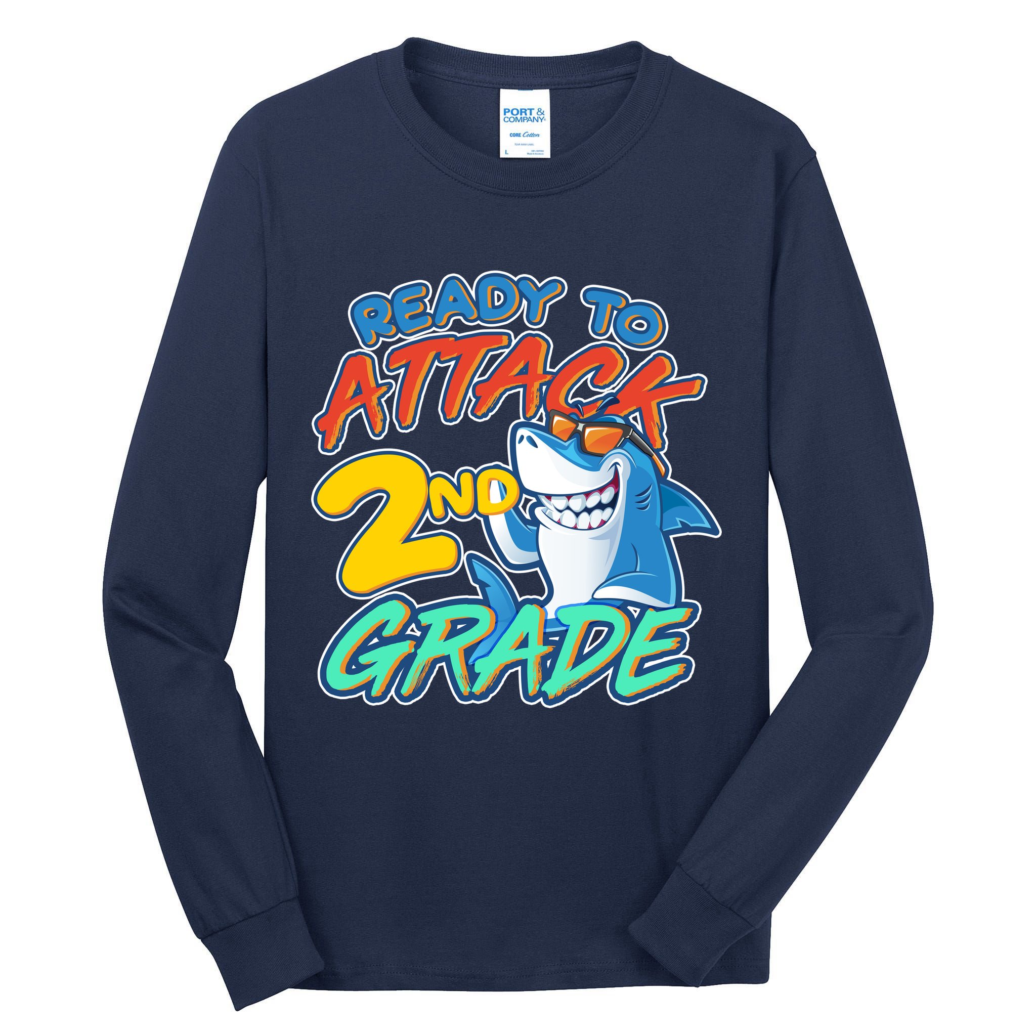 Ready to Attack 2nd Grade Shark Tall Long Sleeve T-Shirt