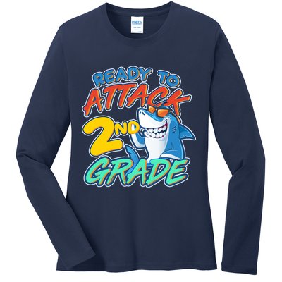 Ready to Attack 2nd Grade Shark Ladies Long Sleeve Shirt