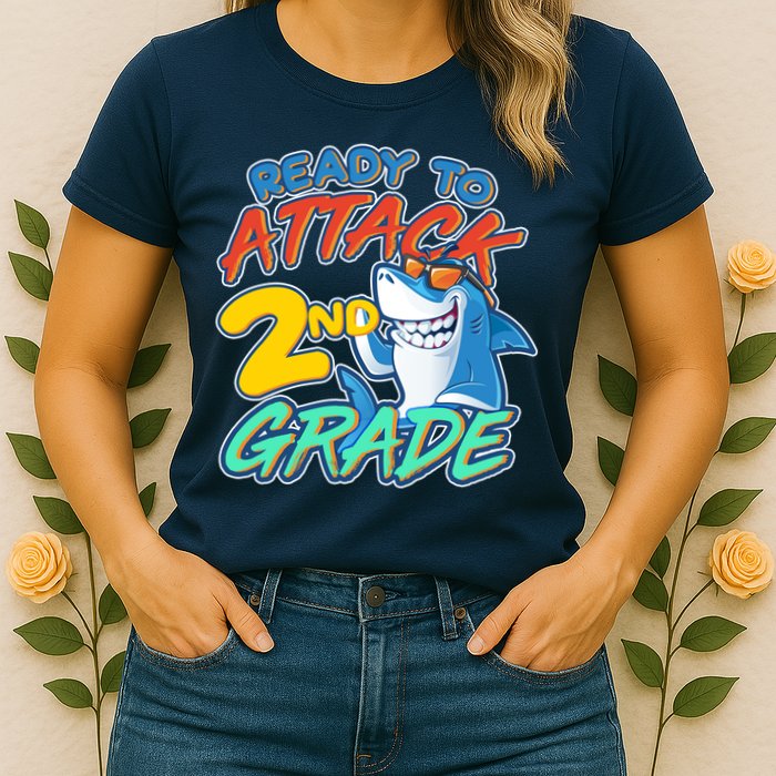 Ready to Attack 2nd Grade Shark Womens T-Shirt
