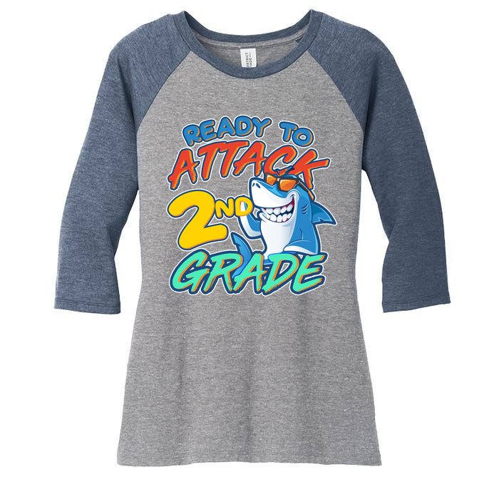 Ready to Attack 2nd Grade Shark Women's Tri-Blend 3/4-Sleeve Raglan Shirt