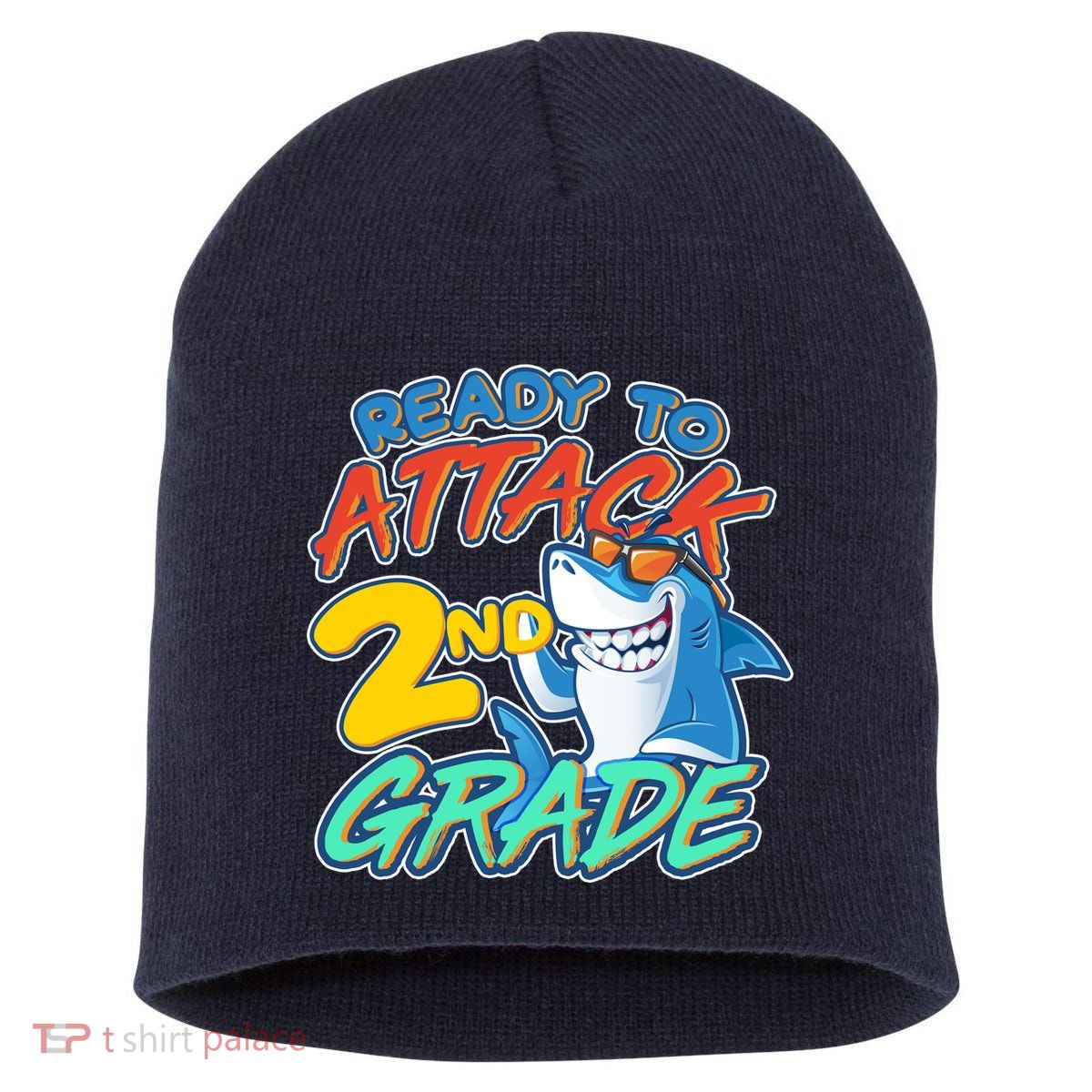 Ready to Attack 2nd Grade Shark Short Acrylic Beanie