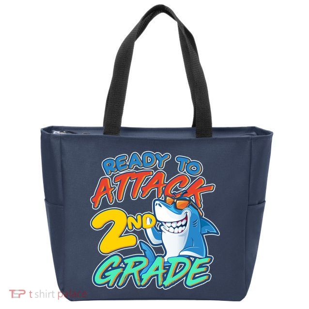 Ready to Attack 2nd Grade Shark Zip Tote Bag