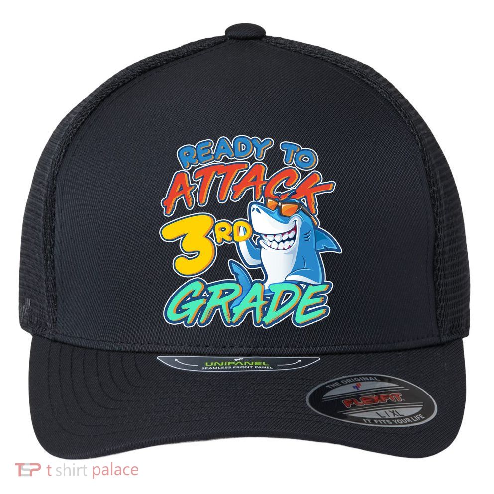 Ready To Attack 3rd Grade Shark Flexfit Unipanel Trucker Cap