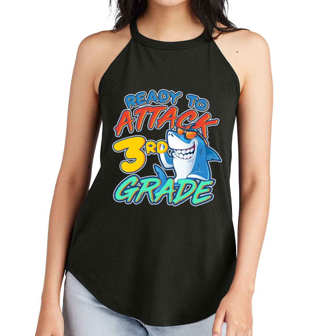 Ready To Attack 3rd Grade Shark Women's Perfect Tri Rocker Tank