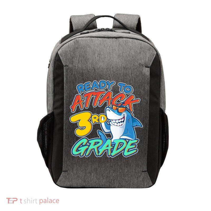 Ready To Attack 3rd Grade Shark Vector Backpack