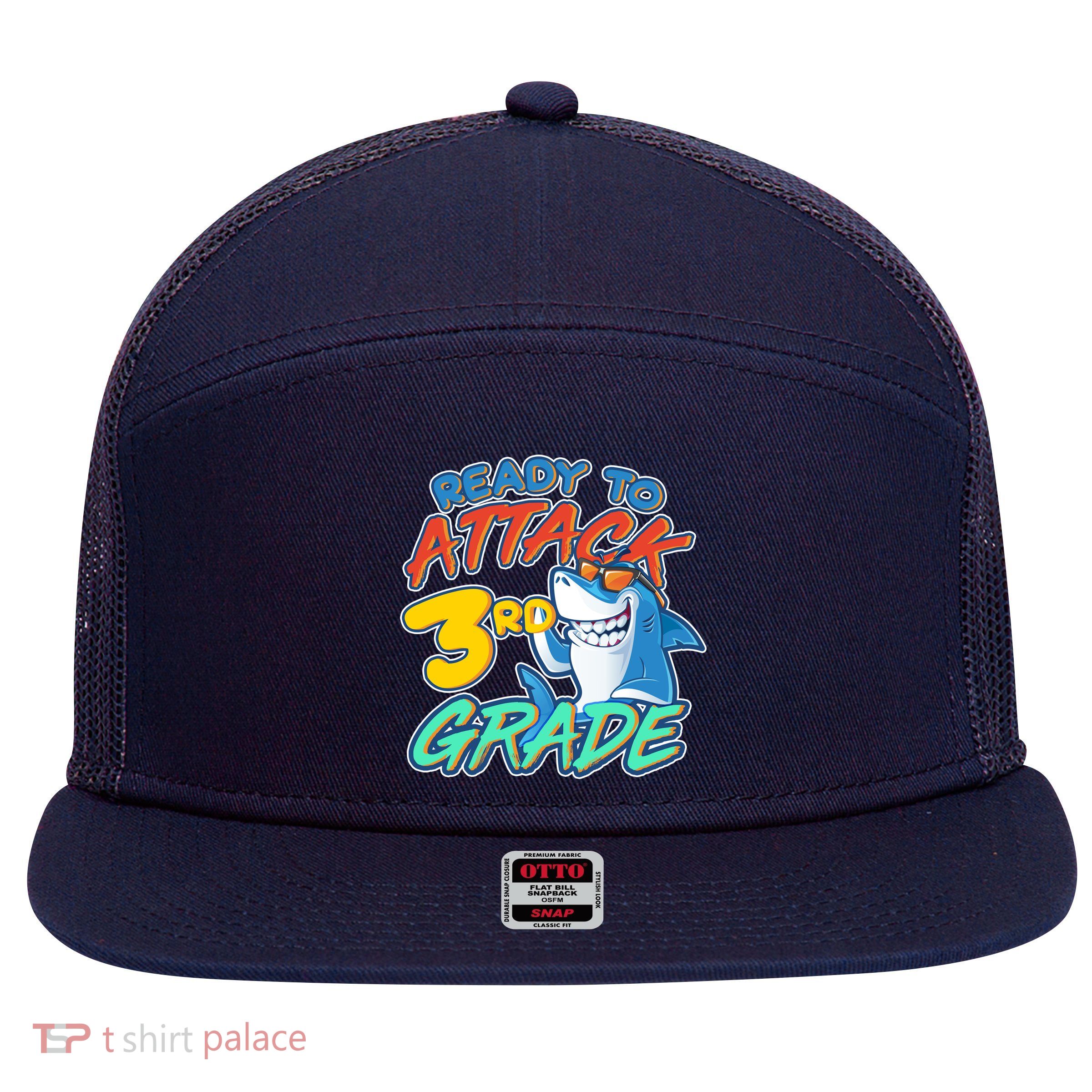 Ready To Attack 3rd Grade Shark 7 Panel Mesh Trucker Snapback Hat
