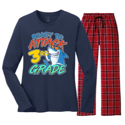 Ready To Attack 3rd Grade Shark Women's Long Sleeve Flannel Pajama Set 