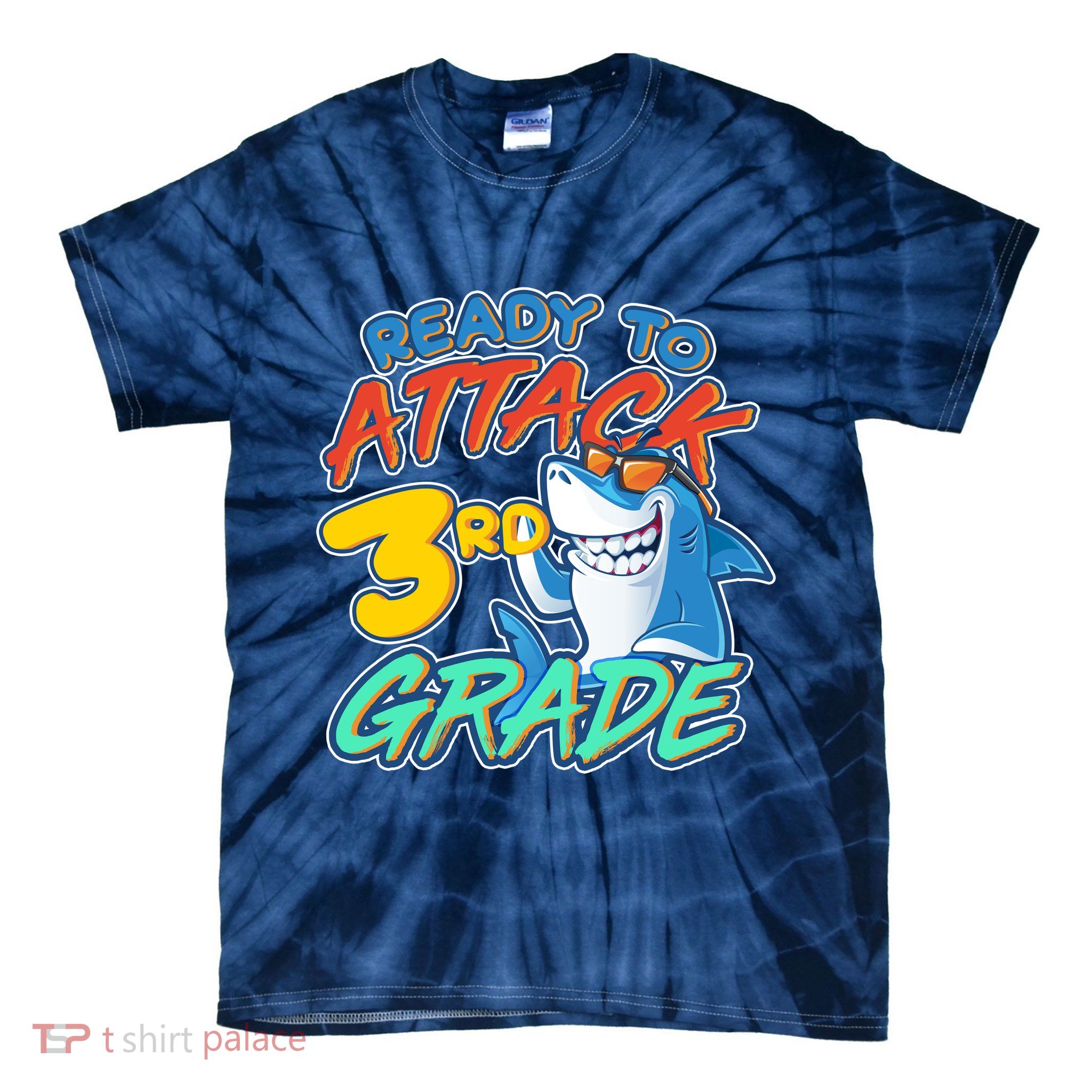 Ready To Attack 3rd Grade Shark Tie-Dye T-Shirt
