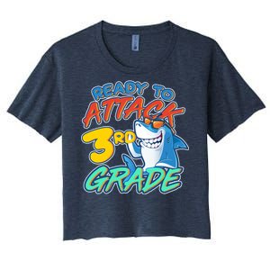 Ready To Attack 3rd Grade Shark Women's Crop Top Tee