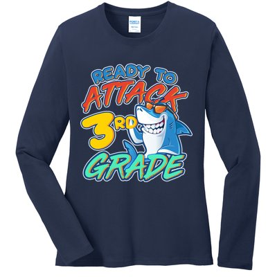 Ready To Attack 3rd Grade Shark Ladies Long Sleeve Shirt