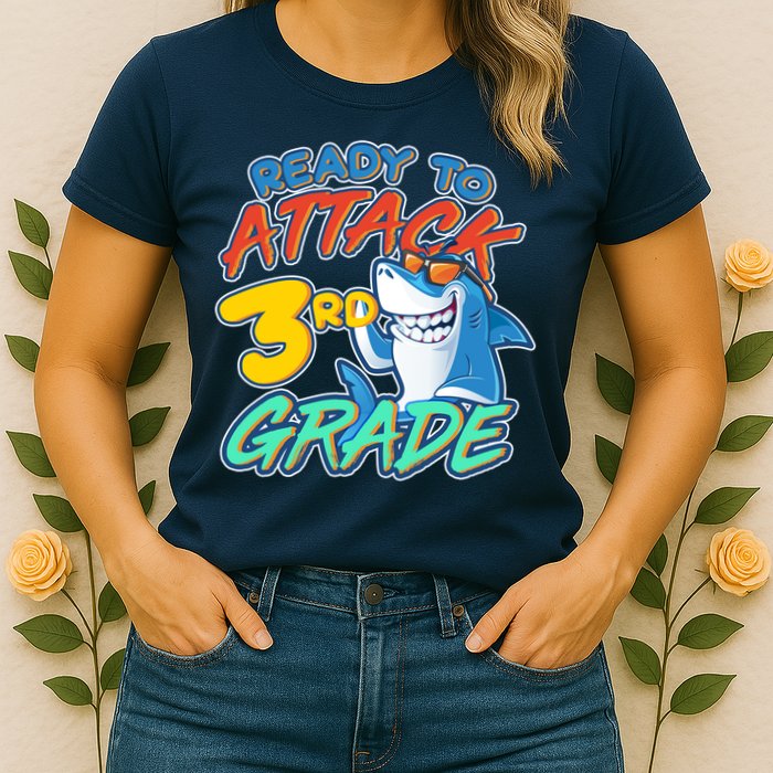 Ready To Attack 3rd Grade Shark Womens T-Shirt