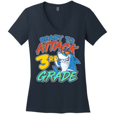 Ready To Attack 3rd Grade Shark Women's V-Neck T-Shirt