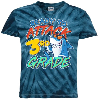 Ready To Attack 3rd Grade Shark Kids Tie-Dye T-Shirt