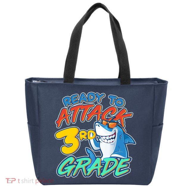 Ready To Attack 3rd Grade Shark Zip Tote Bag