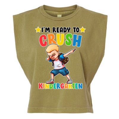 Ready To Crush Kindergarten Dabbing Boy Garment-Dyed Women's Muscle Tee