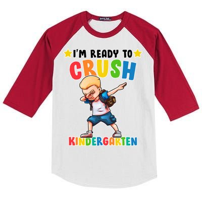 Ready To Crush Kindergarten Dabbing Boy Kids Colorblock Raglan Jersey