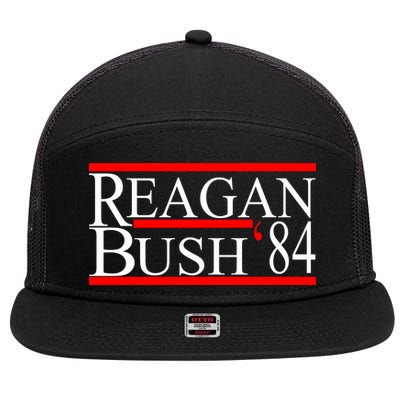 Reagan Bush 84 Retro USA Election 7 Panel Mesh Trucker Snapback Hat