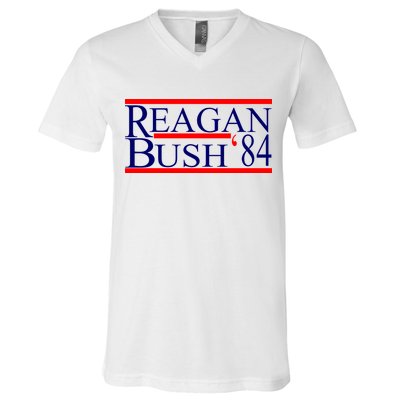 Reagan Bush 84 Retro USA Election V-Neck T-Shirt
