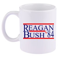 Reagan Bush 84 Retro USA Election 11oz C Handle Ceramic Mug