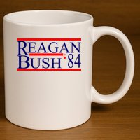 Reagan Bush 84 Retro USA Election 11oz C Handle Ceramic Mug