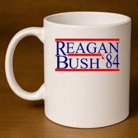 Reagan Bush 84 Retro USA Election 11oz C Handle Ceramic Mug