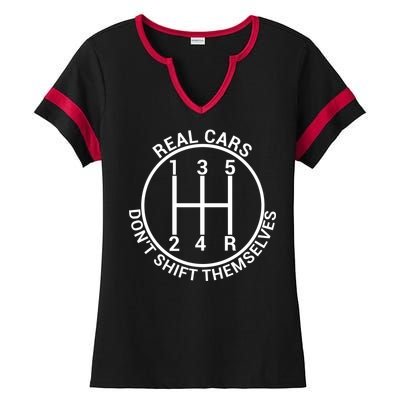 Real Cars Don't Shift Themselves Ladies Halftime Notch Neck Tee