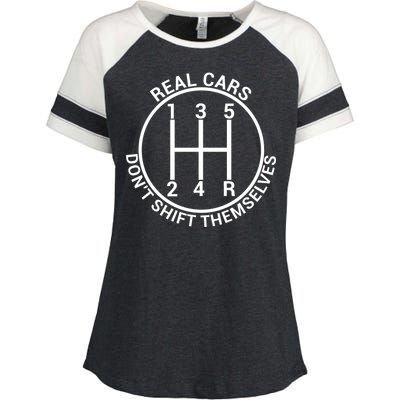 Real Cars Don't Shift Themselves Enza Ladies Jersey Colorblock Tee