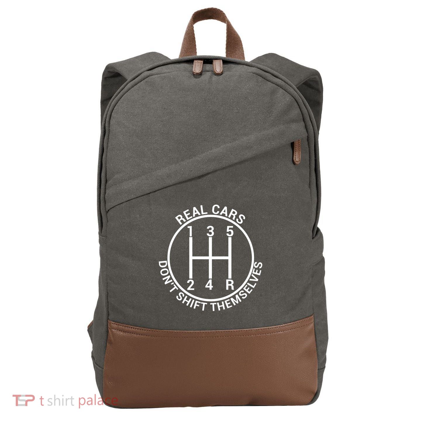 Real Cars Don't Shift Themselves Cotton Canvas Backpack