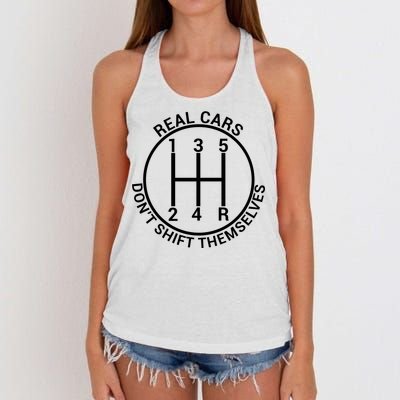 Real Cars Don't Shift Themselves Women's Knotted Racerback Tank