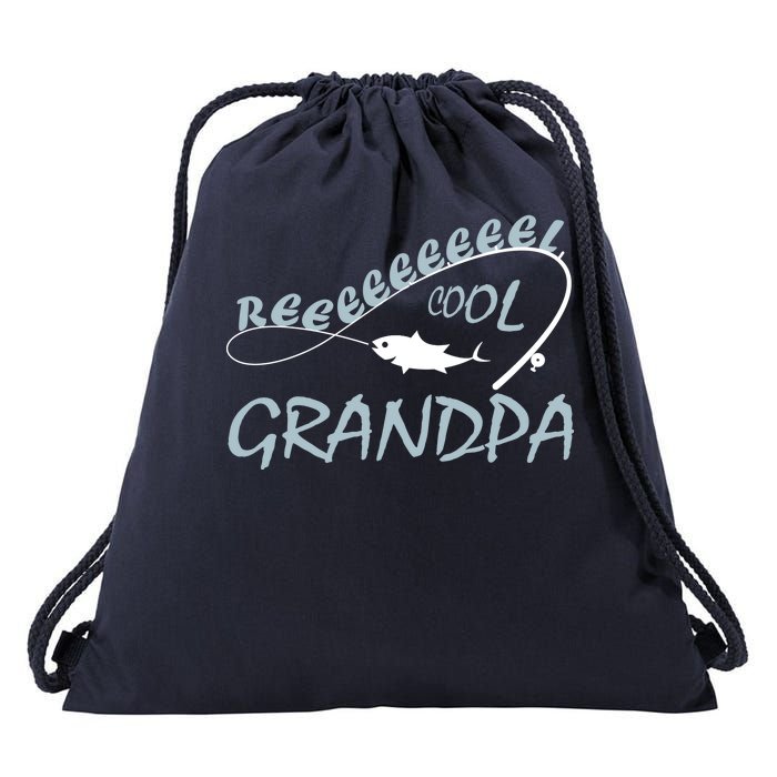 Real Cool Fishing Grandpa Drawstring Bag