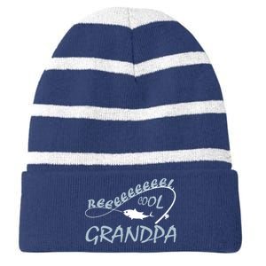 Real Cool Fishing Grandpa Striped Beanie with Solid Band