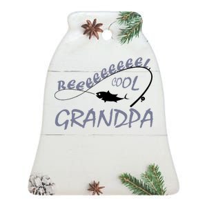 Real Cool Fishing Grandpa Ceramic Bell Ornament