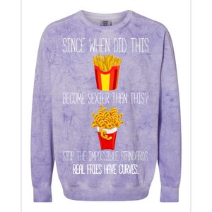 Real Fries Have Curves Funny Curly Fries Colorblast Crewneck Sweatshirt