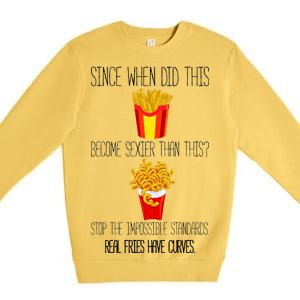 Real Fries Have Curves Funny Curly Fries Premium Crewneck Sweatshirt