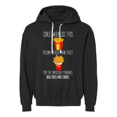 Real Fries Have Curves Funny Curly Fries Garment-Dyed Fleece Hoodie