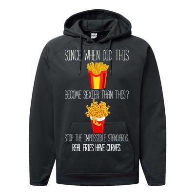 Real Fries Have Curves Funny Curly Fries Performance Fleece Hoodie