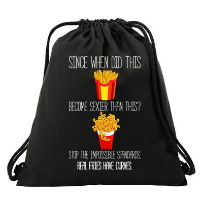 Real Fries Have Curves Funny Curly Fries Drawstring Bag