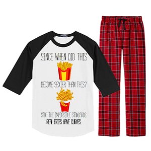 Real Fries Have Curves Funny Curly Fries Raglan Sleeve Pajama Set