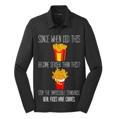 Real Fries Have Curves Funny Curly Fries Silk Touch Performance Long Sleeve Polo