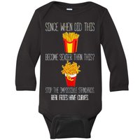 Real Fries Have Curves Funny Curly Fries Baby Long Sleeve Bodysuit