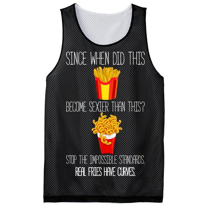 Real Fries Have Curves Funny Curly Fries Mesh Reversible Basketball Jersey Tank