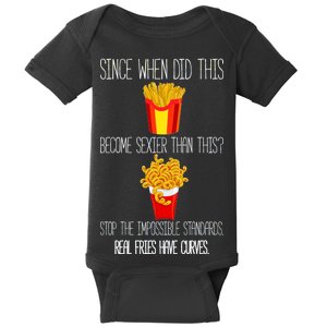 Real Fries Have Curves Funny Curly Fries Baby Bodysuit