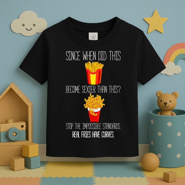 Real Fries Have Curves Funny Curly Fries Toddler T-Shirt